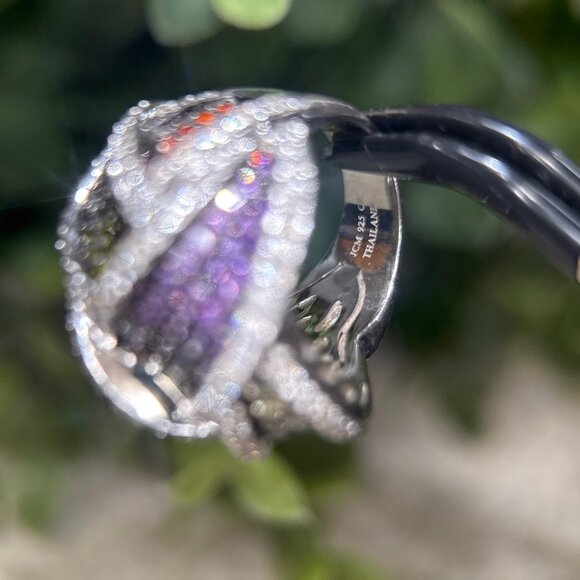 Showstopper 925 Silver Multicolor Stones Ring - Picture 9 of 11